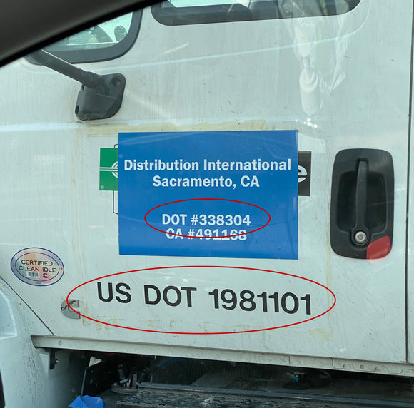not displaying their usdot number correctly