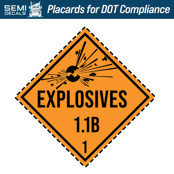 Hazard Class 1: Explosives 1.1B Placard