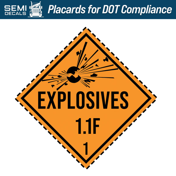 Hazard Class 1: Explosives 1.1F Placard
