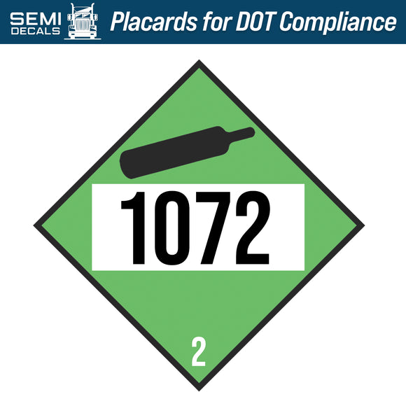 Hazard Class 2: Non-Flammable Gas UN # 1072 Placard