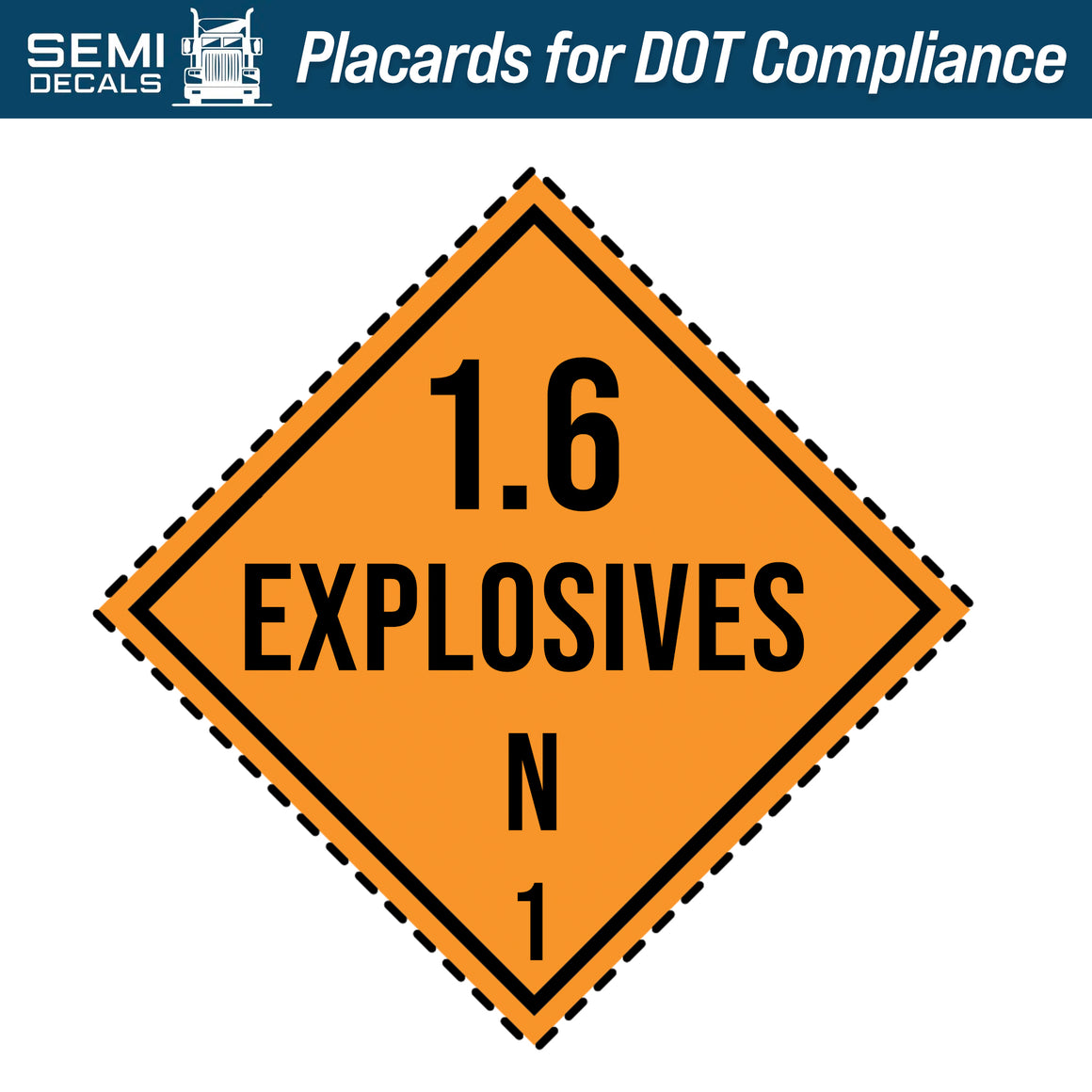 Hazard Class 1: Explosives 1.6 Placard – Semi Decals