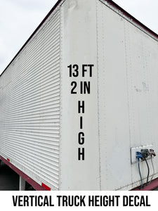 vertical truck height decal