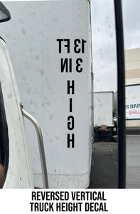 reversed truck height decal