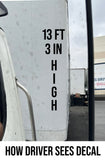 Custom Reversed Vertical Truck Semi Box Height Decal Sticker Lettering (Set of 2)