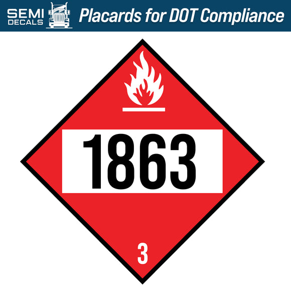 Hazard Class 3: Flammable Liquid UN # 1863 Placard