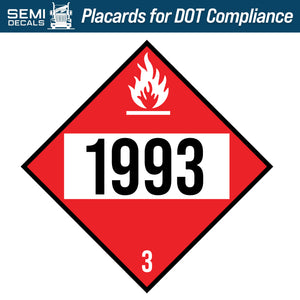 Hazard Class 3: Flammable Liquid UN # 1993 Placard