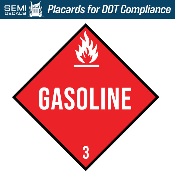 Hazard Class 3: Gasoline Placard – Semi Decals