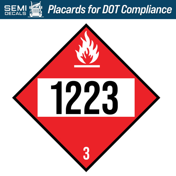 Hazard Class 3: Flammable Liquid UN # 1223 Placard