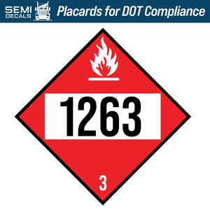 Hazard Class 3: Flammable Liquid UN # 1263 Placard