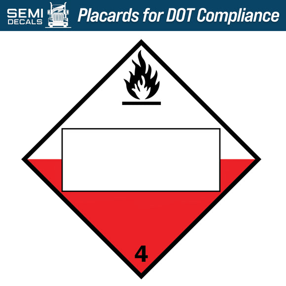 Hazard Class 4: Spontaneously Combustible Blank Placard