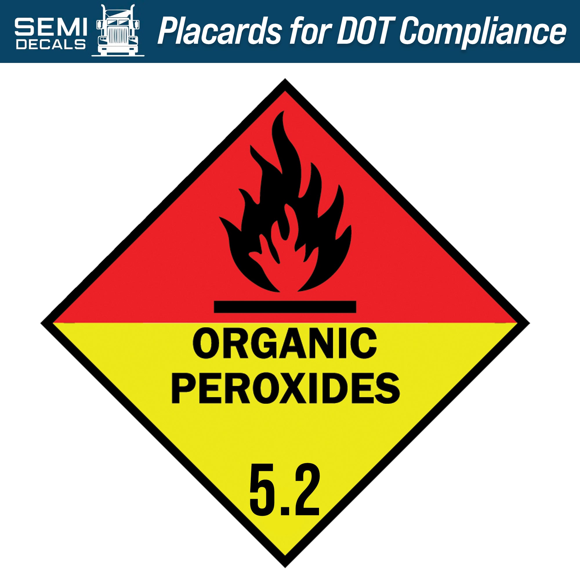 Hazard Class 5: Organic Peroxides 5.2 Placard – Semi Decals