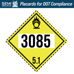 Hazard Class 5: Oxidizer UN # 3085 Placard