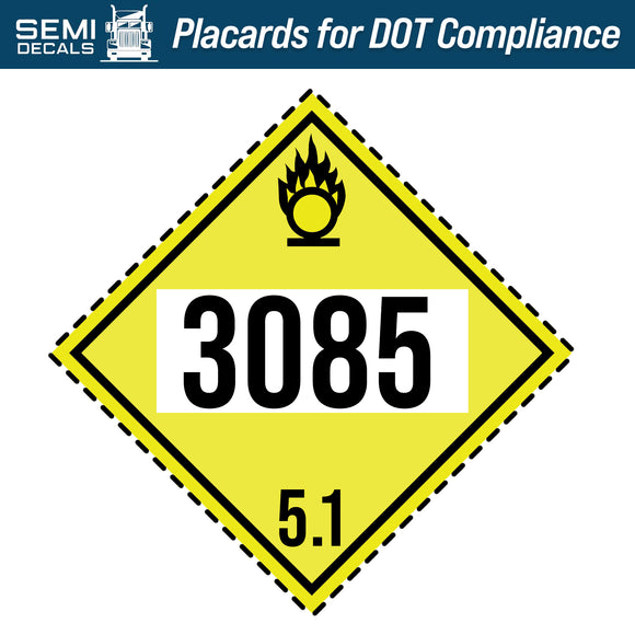 Hazard Class 5: Oxidizer UN # 3085 Placard