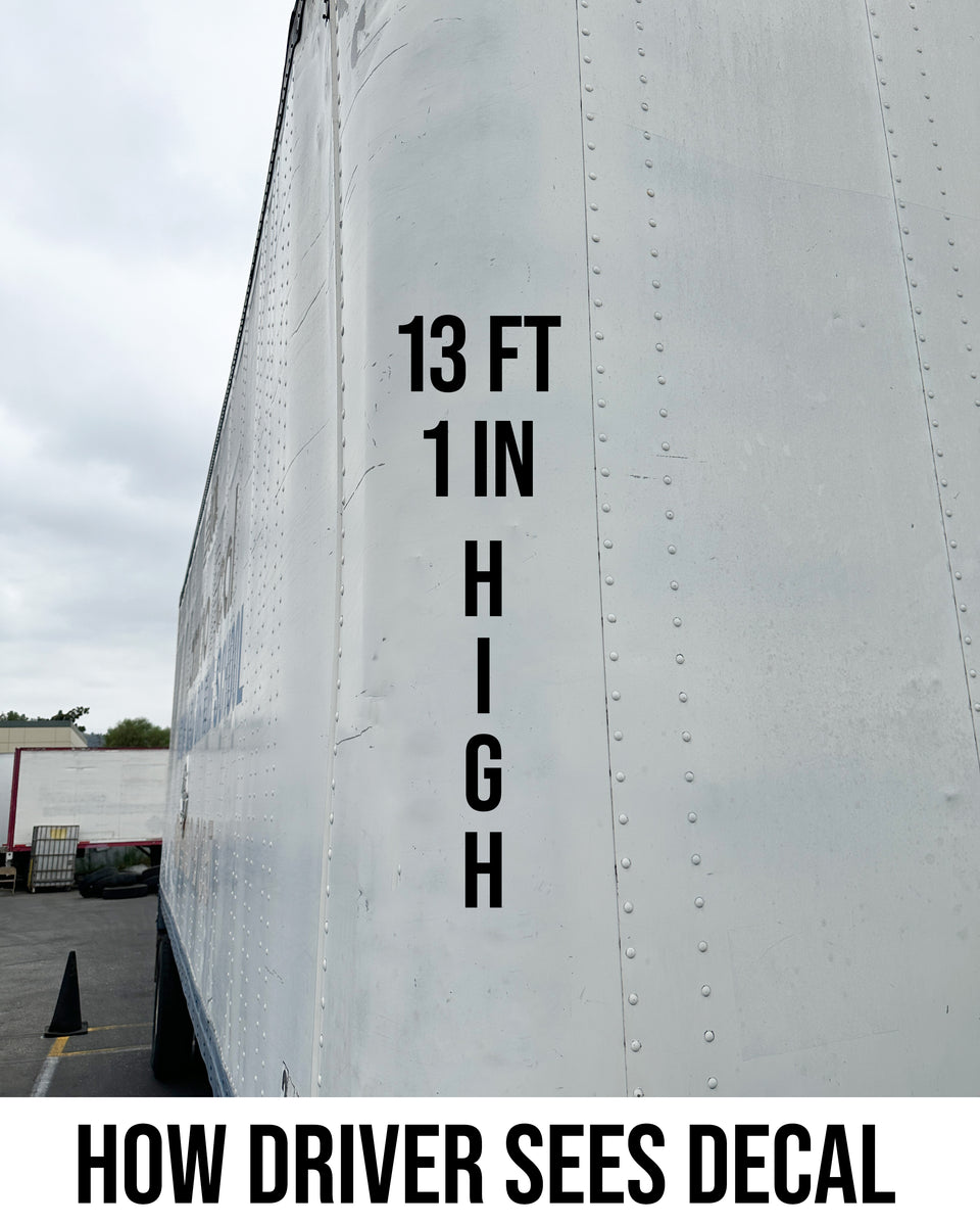 Reversed Vertical Truck Semi Box Height Decal Sticker Lettering (Set o ...