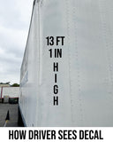 Reversed Vertical Truck Semi Box Height Decal Sticker Lettering (Set of 2)