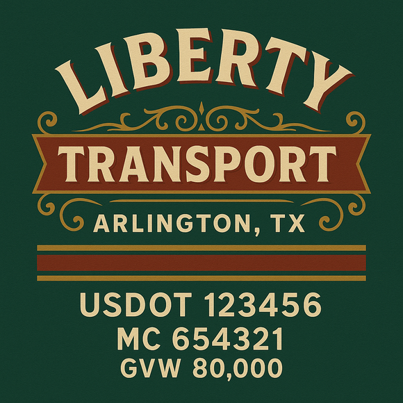 Custom Designed Semi-Truck, Work Truck, Hot Shot, Truck Door Decal Sticker Lettering | Includes Company/Business Name, City, State, USDOT, MC, GVW, CA, KYU Regulation Numbers