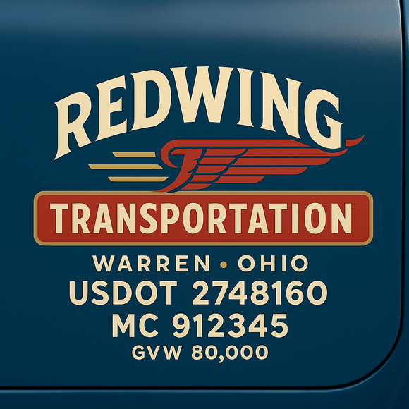 Custom Designed Semi-Truck, Work Truck, Hot Shot, Truck Door Decal Sticker Lettering | Includes Company/Business Name, City, State, USDOT, MC, GVW, CA, KYU Regulation Numbers