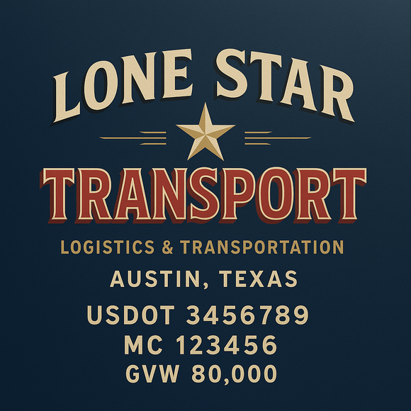 Custom Designed Semi-Truck, Work Truck, Hot Shot, Truck Door Decal Sticker Lettering | Includes Company/Business Name, City, State, USDOT, MC, GVW, CA, KYU Regulation Numbers