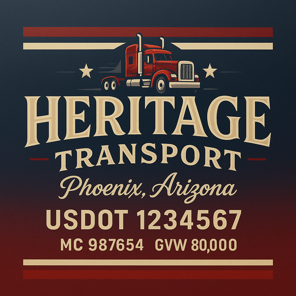Custom Designed Semi-Truck, Work Truck, Hot Shot, Truck Door Decal Sticker Lettering | Includes Company/Business Name, City, State, USDOT, MC, GVW, CA, KYU Regulation Numbers