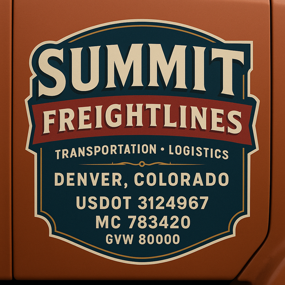 Custom Designed Semi-Truck, Work Truck, Hot Shot, Truck Door Decal Sticker Lettering | Includes Company/Business Name, City, State, USDOT, MC, GVW, CA, KYU Regulation Numbers