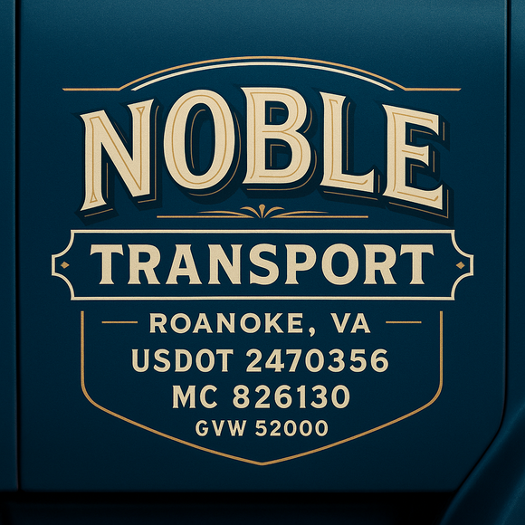 Custom Designed Semi-Truck, Work Truck, Hot Shot, Truck Door Decal Sticker Lettering | Includes Company/Business Name, City, State, USDOT, MC, GVW, CA, KYU Regulation Numbers