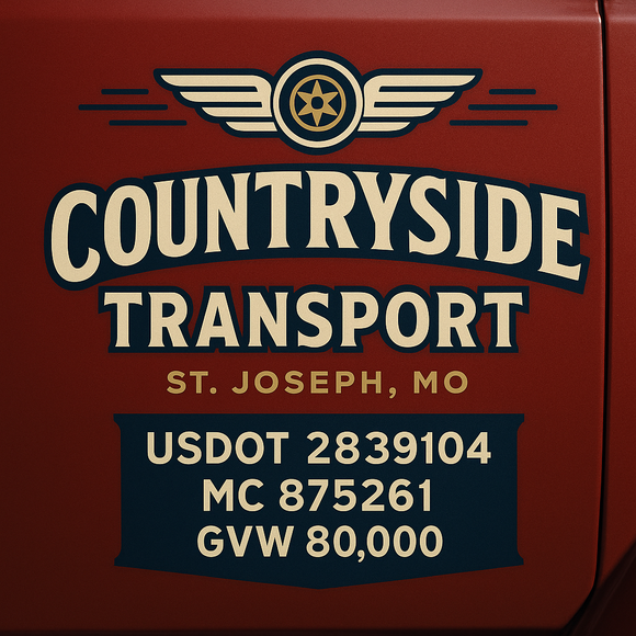 Custom Designed Semi-Truck, Work Truck, Hot Shot, Truck Door Decal Sticker Lettering | Includes Company/Business Name, City, State, USDOT, MC, GVW, CA, KYU Regulation Numbers