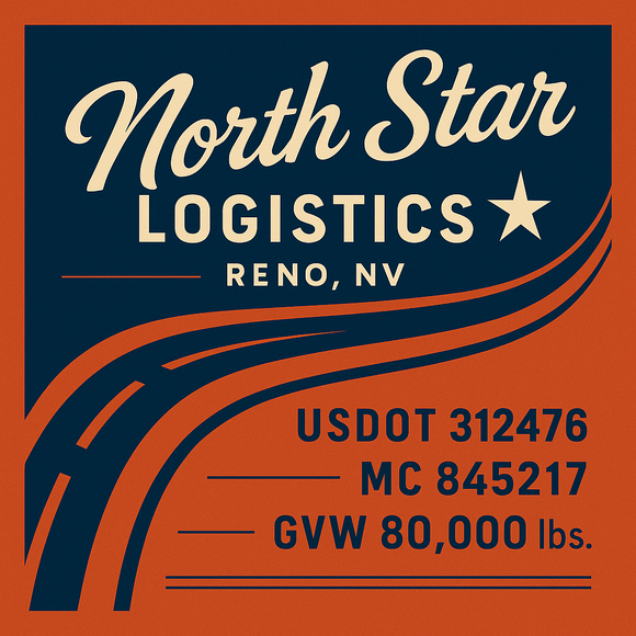 Custom Designed Semi-Truck, Work Truck, Hot Shot, Truck Door Decal Sticker Lettering | Includes Company/Business Name, City, State, USDOT, MC, GVW, CA, KYU Regulation Numbers