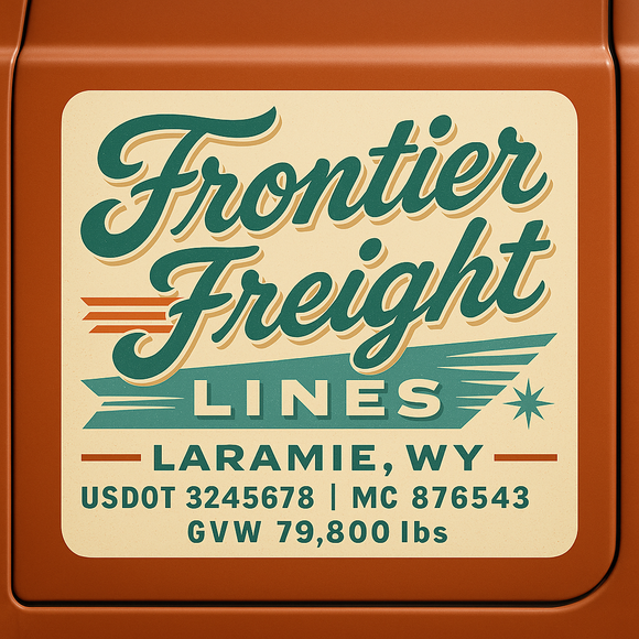 Custom Designed Semi-Truck, Work Truck, Hot Shot, Truck Door Decal Sticker Lettering | Includes Company/Business Name, City, State, USDOT, MC, GVW, CA, KYU Regulation Numbers