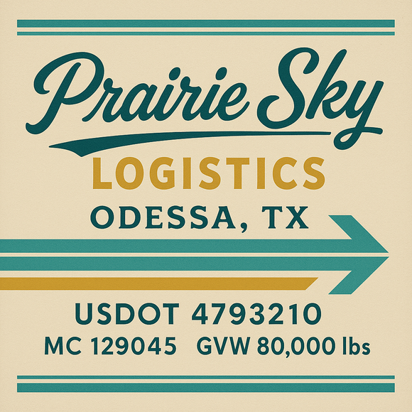 Custom Designed Semi-Truck, Work Truck, Hot Shot, Truck Door Decal Sticker Lettering | Includes Company/Business Name, City, State, USDOT, MC, GVW, CA, KYU Regulation Numbers