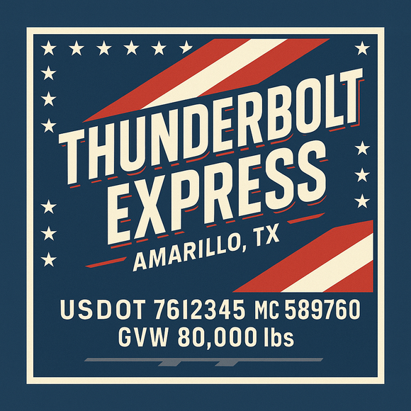 Custom Designed Semi-Truck, Work Truck, Hot Shot, Truck Door Decal Sticker Lettering | Includes Company/Business Name, City, State, USDOT, MC, GVW, CA, KYU Regulation Numbers