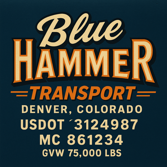 Custom Designed Semi-Truck, Work Truck, Hot Shot, Truck Door Decal Sticker Lettering | Includes Company/Business Name, City, State, USDOT, MC, GVW, CA, KYU Regulation Numbers