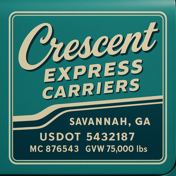 Custom Designed Semi-Truck, Work Truck, Hot Shot, Truck Door Decal Sticker Lettering | Includes Company/Business Name, City, State, USDOT, MC, GVW, CA, KYU Regulation Numbers