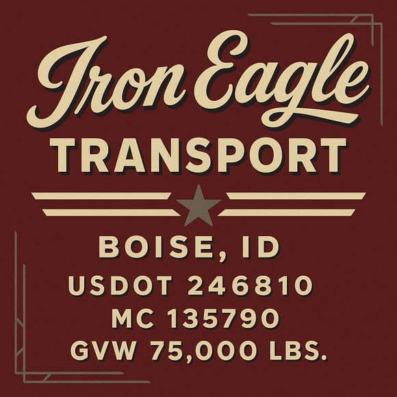 Custom Designed Semi-Truck, Work Truck, Hot Shot, Truck Door Decal Sticker Lettering | Includes Company/Business Name, City, State, USDOT, MC, GVW, CA, KYU Regulation Numbers