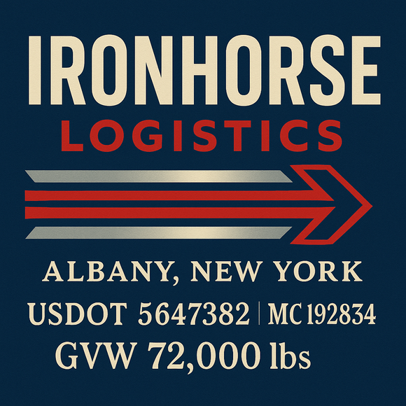 Custom Designed Semi-Truck, Work Truck, Hot Shot, Truck Door Decal Sticker Lettering | Includes Company/Business Name, City, State, USDOT, MC, GVW, CA, KYU Regulation Numbers