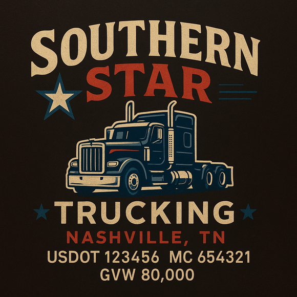 Custom Designed Semi-Truck, Work Truck, Hot Shot, Truck Door Decal Sticker Lettering | Includes Company/Business Name, City, State, USDOT, MC, GVW, CA, KYU Regulation Numbers