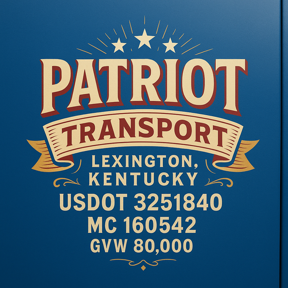 Custom Designed Semi-Truck, Work Truck, Hot Shot, Truck Door Decal Sticker Lettering | Includes Company/Business Name, City, State, USDOT, MC, GVW, CA, KYU Regulation Numbers