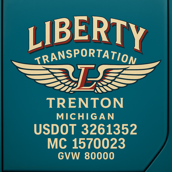 Custom Designed Semi-Truck, Work Truck, Hot Shot, Truck Door Decal Sticker Lettering | Includes Company/Business Name, City, State, USDOT, MC, GVW, CA, KYU Regulation Numbers