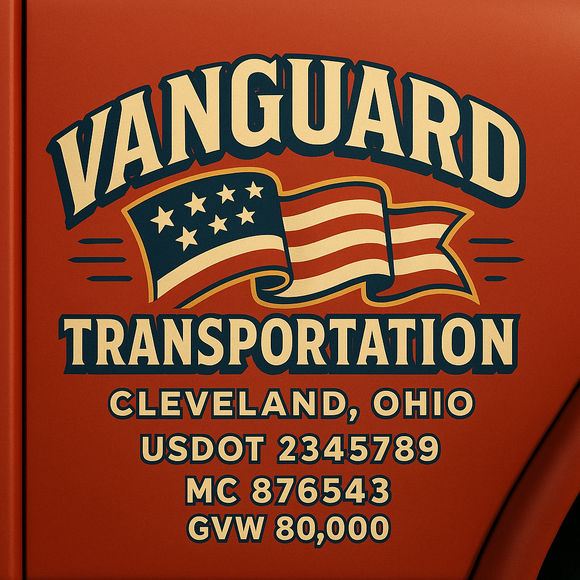 Custom Designed Semi-Truck, Work Truck, Hot Shot, Truck Door Decal Sticker Lettering | Includes Company/Business Name, City, State, USDOT, MC, GVW, CA, KYU Regulation Numbers