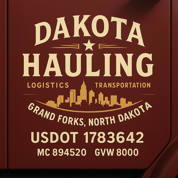 Custom Designed Semi-Truck, Work Truck, Hot Shot, Truck Door Decal Sticker Lettering | Includes Company/Business Name, City, State, USDOT, MC, GVW, CA, KYU Regulation Numbers