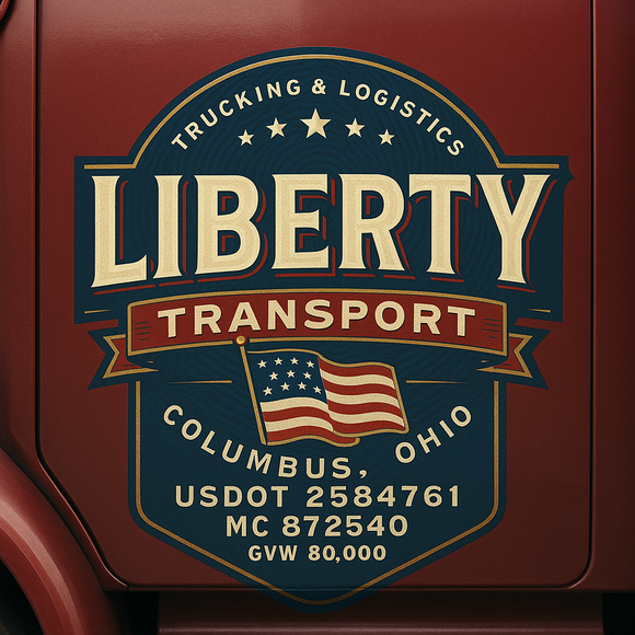 Custom Designed Semi-Truck, Work Truck, Hot Shot, Truck Door Decal Sticker Lettering | Includes Company/Business Name, City, State, USDOT, MC, GVW, CA, KYU Regulation Numbers