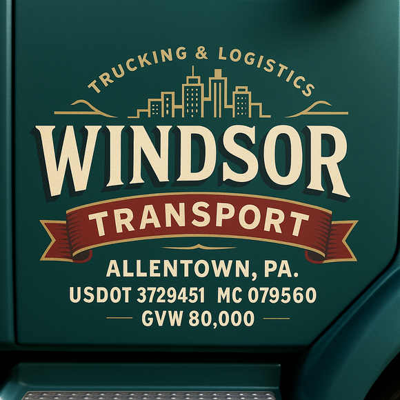 Custom Designed Semi-Truck, Work Truck, Hot Shot, Truck Door Decal Sticker Lettering | Includes Company/Business Name, City, State, USDOT, MC, GVW, CA, KYU Regulation Numbers