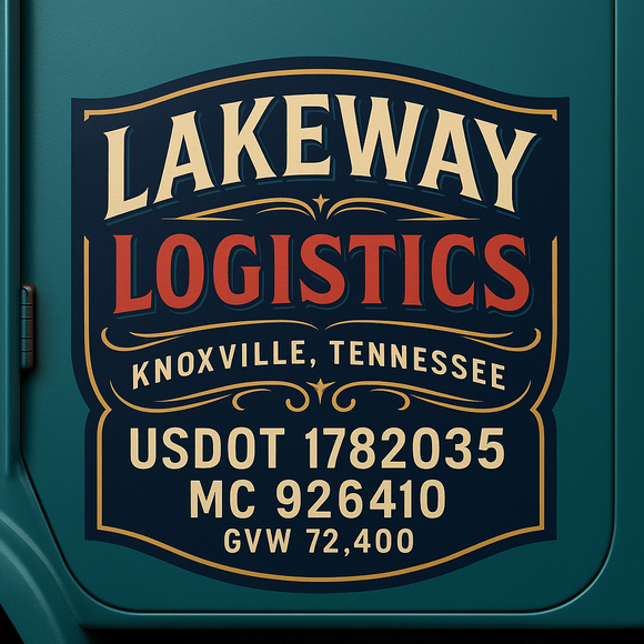 Custom Designed Semi-Truck, Work Truck, Hot Shot, Truck Door Decal Sticker Lettering | Includes Company/Business Name, City, State, USDOT, MC, GVW, CA, KYU Regulation Numbers