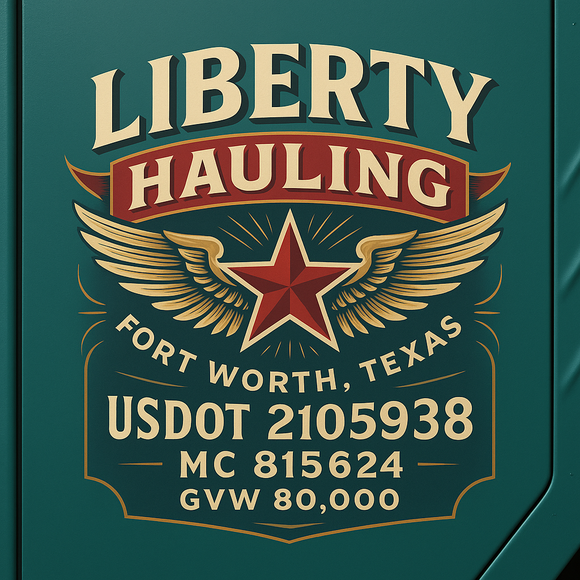 Custom Designed Semi-Truck, Work Truck, Hot Shot, Truck Door Decal Sticker Lettering | Includes Company/Business Name, City, State, USDOT, MC, GVW, CA, KYU Regulation Numbers