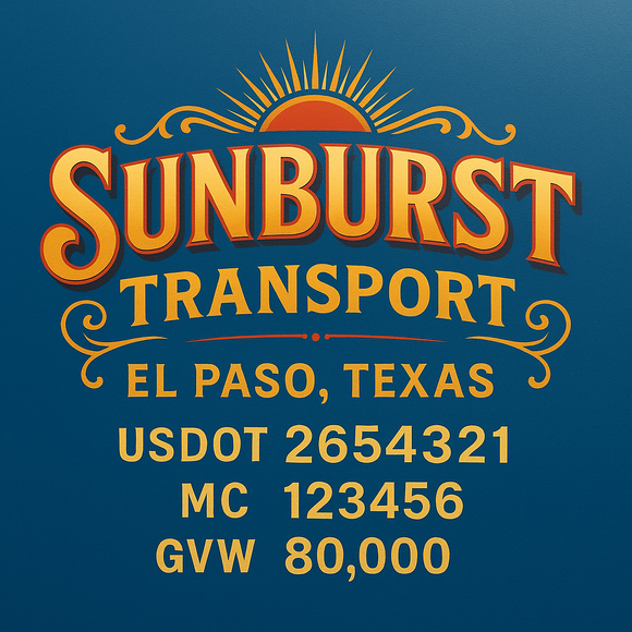 Custom Designed Semi-Truck, Work Truck, Hot Shot, Truck Door Decal Sticker Lettering | Includes Company/Business Name, City, State, USDOT, MC, GVW, CA, KYU Regulation Numbers