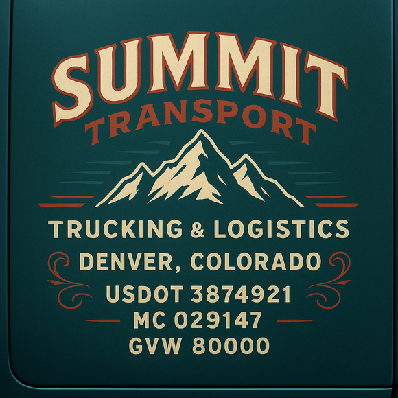 Custom Designed Semi-Truck, Work Truck, Hot Shot, Truck Door Decal Sticker Lettering | Includes Company/Business Name, City, State, USDOT, MC, GVW, CA, KYU Regulation Numbers