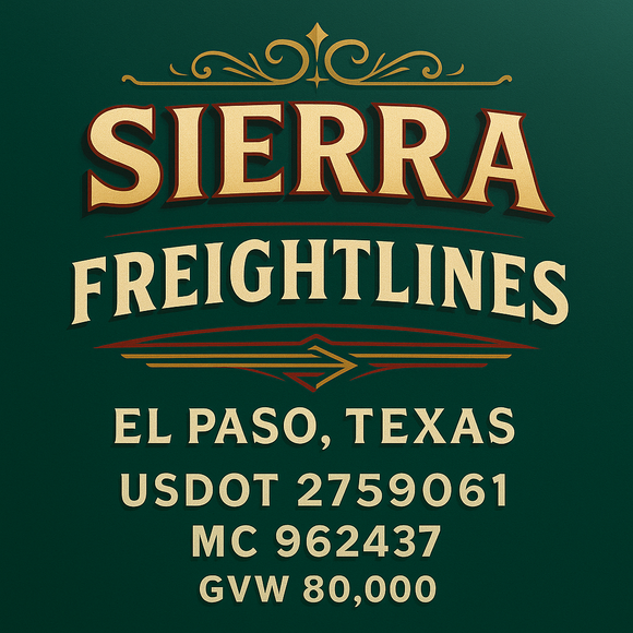 Custom Designed Semi-Truck, Work Truck, Hot Shot, Truck Door Decal Sticker Lettering | Includes Company/Business Name, City, State, USDOT, MC, GVW, CA, KYU Regulation Numbers