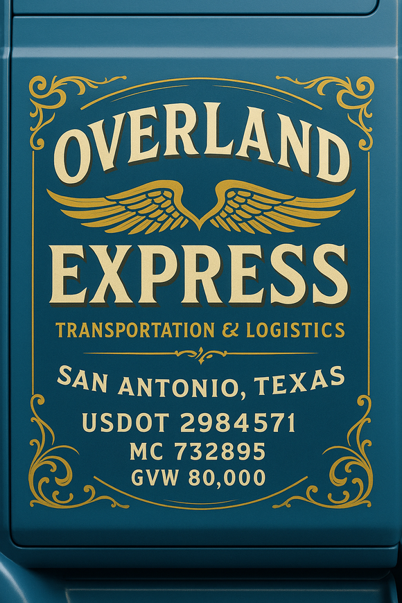 Custom Designed Semi-Truck, Work Truck, Hot Shot, Truck Door Decal Sticker Lettering | Includes Company/Business Name, City, State, USDOT, MC, GVW, CA, KYU Regulation Numbers