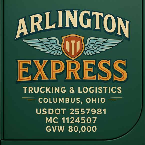 Custom Designed Semi-Truck, Work Truck, Hot Shot, Truck Door Decal Sticker Lettering | Includes Company/Business Name, City, State, USDOT, MC, GVW, CA, KYU Regulation Numbers