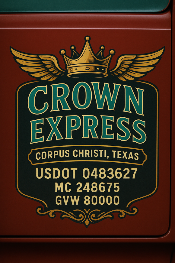 Custom Designed Semi-Truck, Work Truck, Hot Shot, Truck Door Decal Sticker Lettering | Includes Company/Business Name, City, State, USDOT, MC, GVW, CA, KYU Regulation Numbers