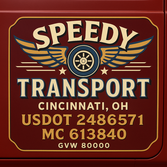 Custom Designed Semi-Truck, Work Truck, Hot Shot, Truck Door Decal Sticker Lettering | Includes Company/Business Name, City, State, USDOT, MC, GVW, CA, KYU Regulation Numbers